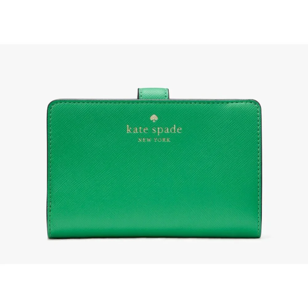 New Kate Spade Schuyler Medium Compact Bifold Wallet Fresh Greens